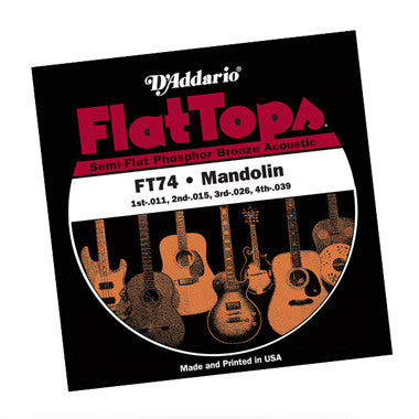 DAddario Mandolin Strings Flat Top Phos Brz Wnd
